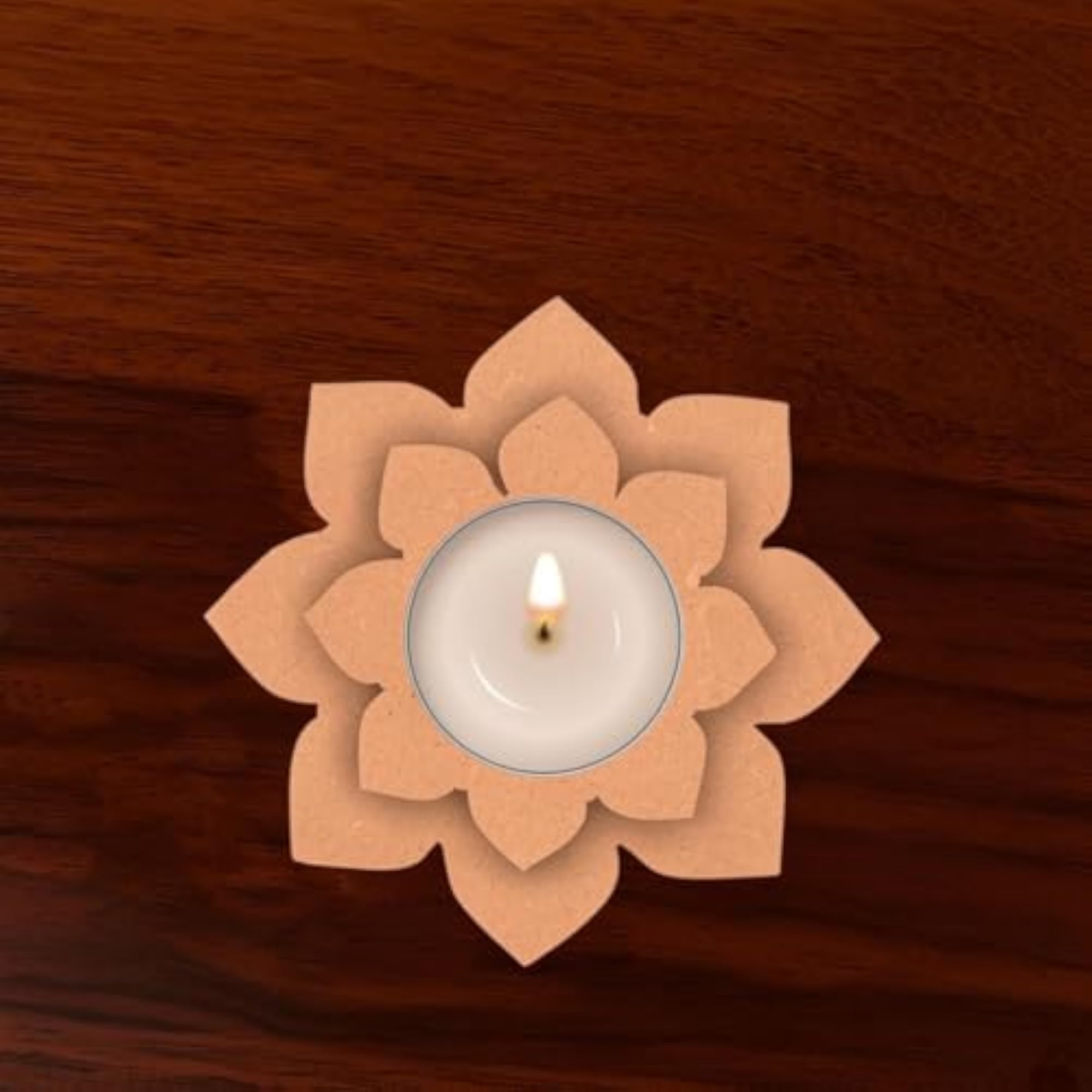 MDF Tea Light Candle Holder Stand, Flower Design