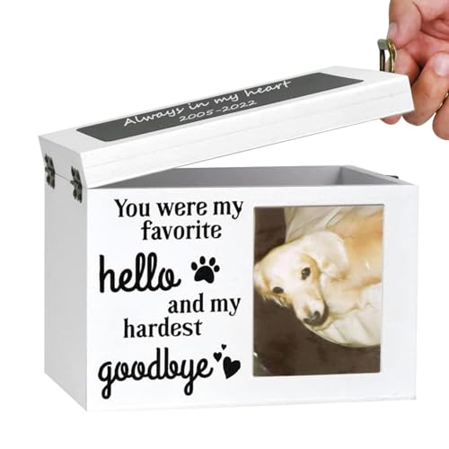 Boîte à cendres pour chien, urne pour cendres pour animaux de compagnie - Souvenir avec cadre photo, grand souvenir de cendres pour chien, boîte photo pour animaux de compagnie, urne funéraire pour