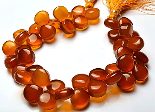 LKBEADS 1 pasmo naturalne 20 cm długości pasma, wspaniałe chalcedon gładkie koraliki w kształcie serca briolette 10 do 11 mm