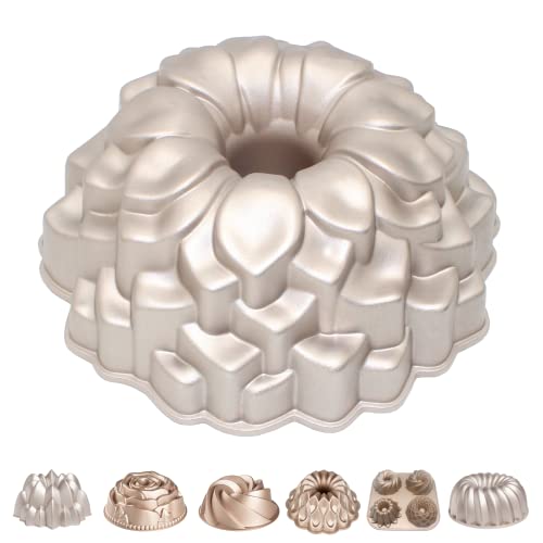 Recopilación de Moldes para tartas y bizcochos . 47 Erreke Molde para Bizcocho Antiadherente, Molde para Tarta en Aluminio Fundido Resistente, Moldes Repostería Color Oro Rosa, 24cm, Bloom