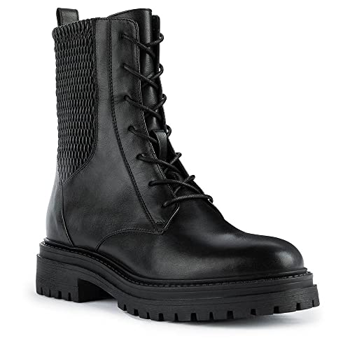 Bottines Femme Geox D Iridea Semelle Respirante Cuir Noir