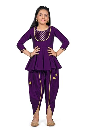 Image of Fashion Dream Girls Cotton Blend Printed Salwar Suit Set|Kids Kurta & Dhoti|Ethnic Wear|Sharara Set