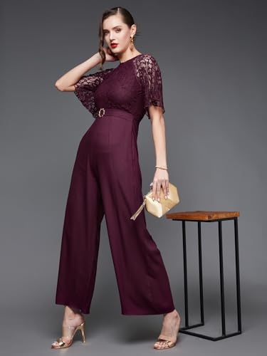 Image of Miss Chase Women's Self Design Cut-Out Georgette Jumpsuit