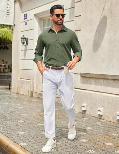 COOFANDY Men's Casual Button Down Shirt Long Sleeve Untucked Shirt Wrinkle Free Denim Dress Shirt2