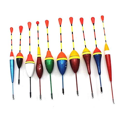Flotteur PêChe,Flotteurs de PêChe Set,10 Pcs MéLanger Taille Couleur Flotteur BouéE,Haute Sensibilité,Utilisé pour La PêChe à L'Anguille à La Truite,Il Existe de Nombreux ModèLes pour Vous Satisfaire Cover