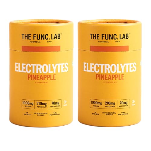 Image of The Func. Lab Daily Electrolytes - Salty Pineapple Pack Of 2 | 30 Sachets Each | Instant Hydration Powder with Sodium, Potassium, Magnesium | Sugar-Free, No Preservatives | Instant Energy & Recovery Drink