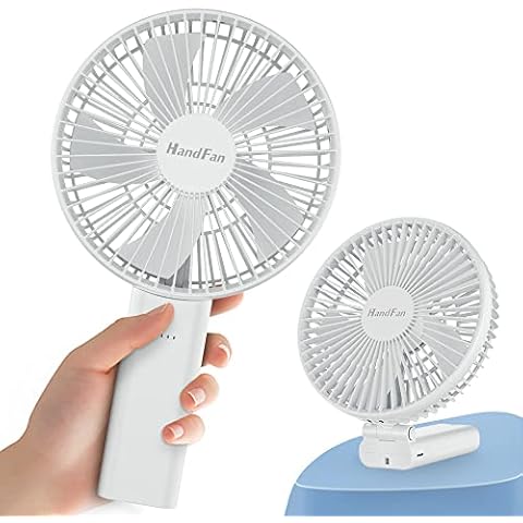HandFan 6 Inch Handheld Fan 4000mAh Battery Operated Fan 6 Settings Personal Desktop Fan with 5-34H Working Time Removable Base Strong Airflow Cover