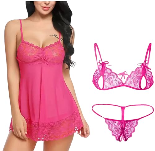 Image of UNITRUST Babydoll Lingerie Set with Net Bra and Panty, Honeymoon Combo