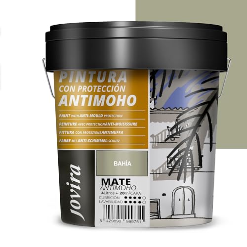 JOVIRA PINTURAS Pintura Antimoho, Evita el moho, resistente a la aparición de moho en paredes, aspecto mate. (4 Litros, Bahia)