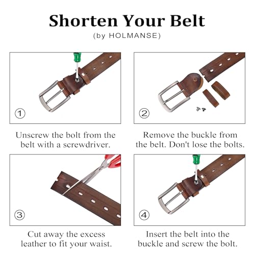 Image of Full Grain Leather Belt Men Multiple Holes Cover The Whole Strap Casual Jean Belt with High-end Gift Box Packaging