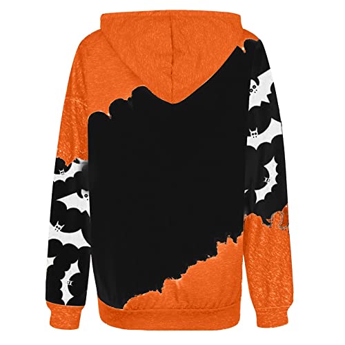 Adhowbew Womens Halloween Costumes Fashion Pumpkin Long Sleeve Casual Y2K Hoodies Sweaters Oversized Cute Drawstring Loose Fit Vintage Pullover Sweatshirt Fall Clothes thumb #3