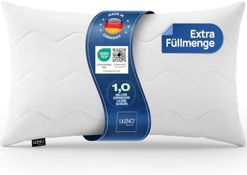 LILENO HOME Kopfkissen 40x80 (1er Set) – 95°C waschbar, OekoTex 100 | Made in Germany – Kissen 40x80 mit praller Füllung – Schlafkissen, Bettkissen, Polster, Pillow