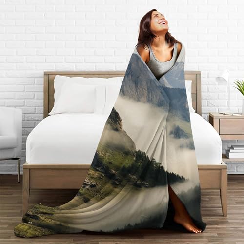 Couverture micro polaire ultra douce Misty Mountains jet de canape qualite supérieure - 8