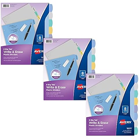 Avery Write & Erase Plastic Dividers Set Cover