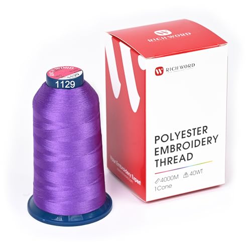 Image of Poolin Polyester Machine Embroidery Thread 4000M 40WT Violet Purple 1129 | Smooth Feeding with Stable Tension for Clean, Consistent Stitching on Home and Commercial Embroidery Machines
