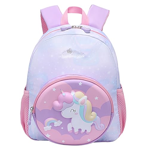 Sunborls Toddler Cartoon 2-6 Years old Preschool Budding Fun Schoolbag，Kindergarten Backpack，Cute Backpack for Kids Boys Girls,Light Purple Unicorn