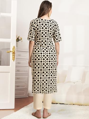 Pinkmint Printed Round Neck Kurta Set For Women Ll Kurti & Pant Set For Women Ll Regular Fit Kurta Set (Pack Of 2)