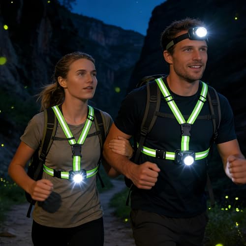 Lámpara LED de pecho 1000 lm con ángulo ajustable de 90 grados y batería USB para running 2