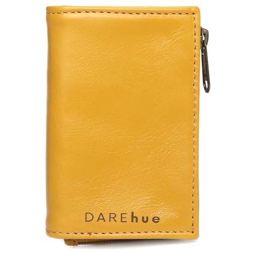 Small Slim Genuine Leather Ladies Wallet (8 card slots) (mustard yellow)