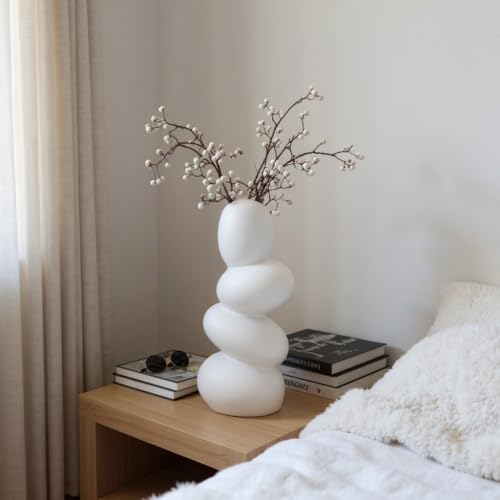 Image of Decorative Glass Vase for Flower Plants | Clear Glass vases for Home Decor | Glass vase for Living Room (Pebble vase)