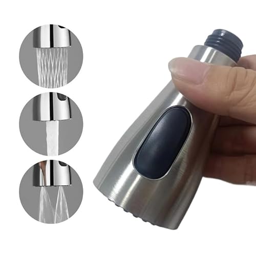 Luckincheng Universal Kitchen Tap Head Pull Out Spray Head Replacement Sink Faucet Basin Mixer Tap Kitchen Bathroom Faucet Parts no.1. (Silver)