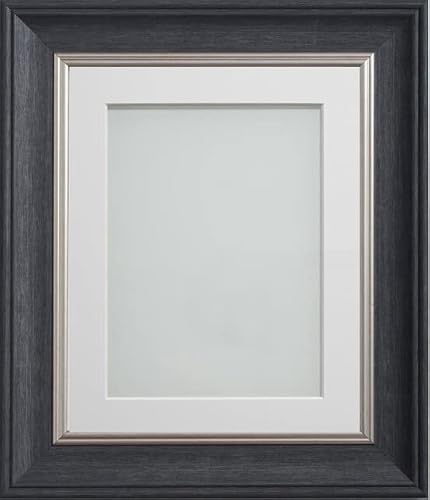 Frame Company Charcoal Grey With Off-White Mount Drummond Charcoal Grey Photo Frame, Off-White Mount, 16X12 For 14X10 Inch, Fitted With Perspex