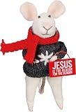 Primitives by Kathy Jesus is The Reason for The Season Mouse Critter: Great for Housewarming, Gift, or Any Kitchen or Living Room, Red, White, Charcoal
