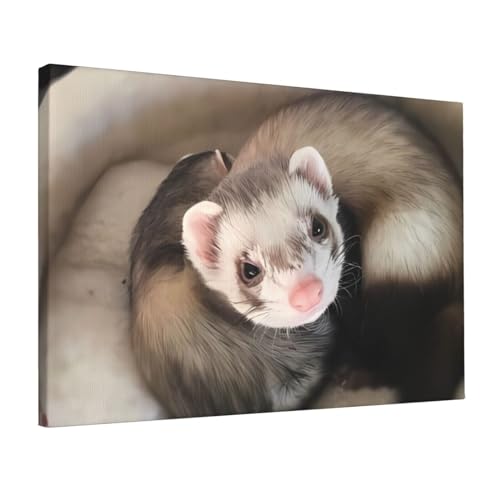 Poster furet mignon pour chambre et salon : art mural sur toile