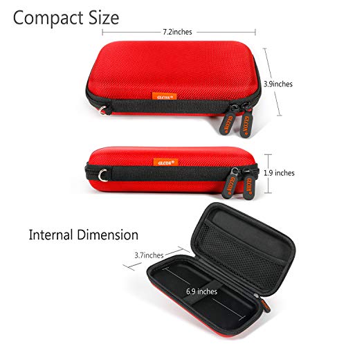 Image of External Hard Drive Case - GLCON Shockproof EVA Carrying Case for WD My Passport Element Seagate Expansion Backup Toshiba 1TB 2TB 4TB - High Protection Portable Travel Electronic Power Bank Bag (Red) | Fits WD My Passport, Seagate, Toshiba, 1TB 2TB 4TB, Power Bank, Portable Electronic Organizer