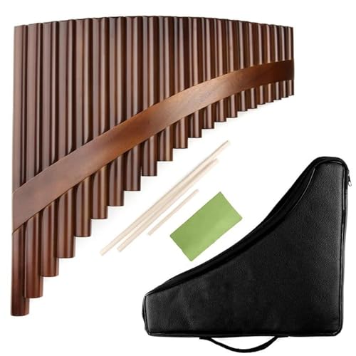 Pan Flute Instrument 22 Pipes Slat Pan Flute Brown C Key Pan Pipes Woodwind Instrument Bamboo Pan Flute(Right)