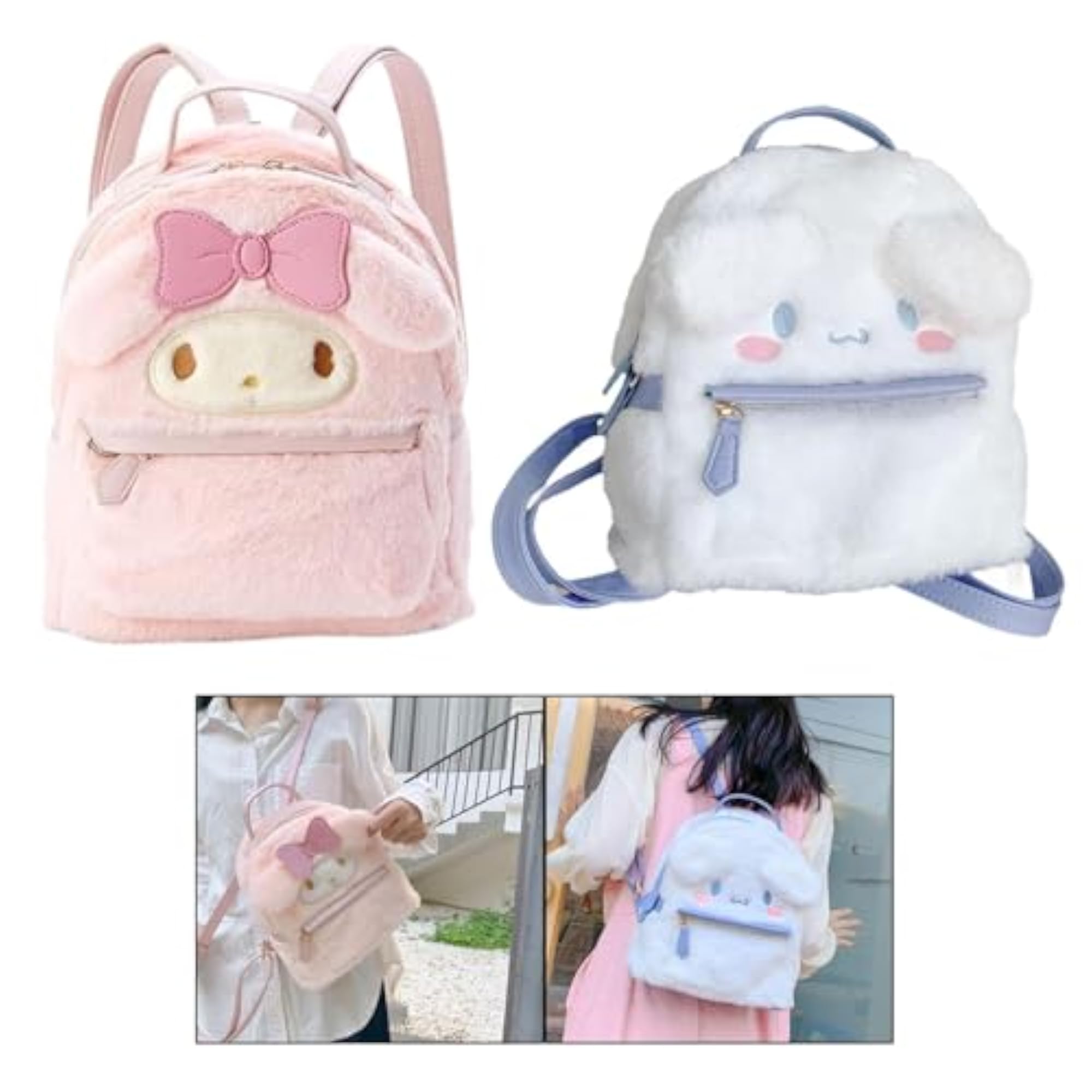 Plush Backpack Soft Compact Cute Book Bag for Students