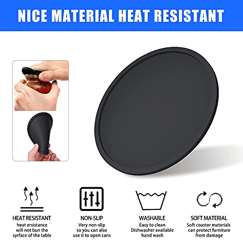 Silicone Coasters, Coasters for Drinks 6 Set Non-Slip Cup Coasters, Heat Resistant Cup Mate, Soft Coaster for Tabletope Protection, Furniture from Damage (Black) - Thumbnail 3