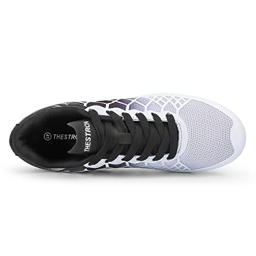 Men Women Kids Track & Field Shoes Professional 8 Spikes Sprint Running Racing Sneakers (6.5,White Black) - Thumbnail 5