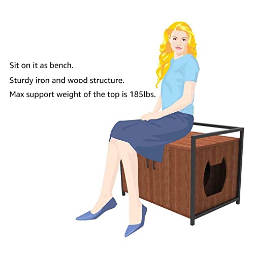 Unipaws Cat Litter Box Enclosure With Metal Frame, Privacy Cat Washroom Bench, Litter Box Hidden, Pet Crate With Iron And Wood Sturdy Structure, Cat House Nightstand #TOP6