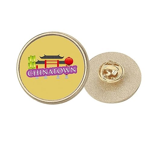 Broche ronde en métal doré Purple China Town M pour égayer un manteau