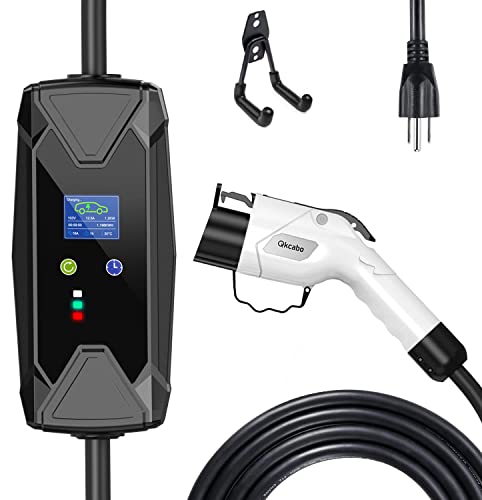 Qkcabo SAE J1772 電気自動車EV 充電ケーブル、100V-240V 8A/10A/13A/16A 電流調整可能 電気自動車用ポータブル充電器、7.5メートル Qkcabo SAE J1772 電気自動車EV 充電ケーブル、100V-240V 8A/10A/13A/16A 電流調整可能 電気自動車用ポータブル充電器、7.5メートル