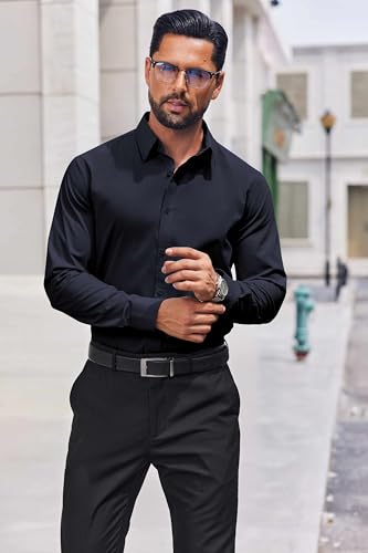 COOFANDY Mens Dress Shirts Long Sleeve Stain Shield Button Down Shirt Regular Fit Formal Business Wedding Shirts3