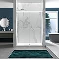 Wekuku 56 60 72 Inches Tempered Glass Double Sliding Shower Door with Aluminum Frame, Brushed Nickel Stainless Steel Handle 6mm Proof Film – Sleek Durable (1 Doors)