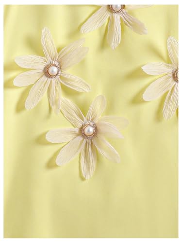 WDIRARA Girl's 3D Floral Dress Summer Ruffle Trim Sleeveless A Line Short Dresses4