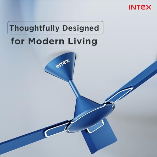 Image of Intex Opulux 1200MM Ceiling Fan 3 Blade 360 RPM | High Speed Motor 230 CMM | Air Delivery 52W Power, Anti Dust Coating Inverter Compatible | 3 Speed Control 24 Month Warranty (Night Blue)