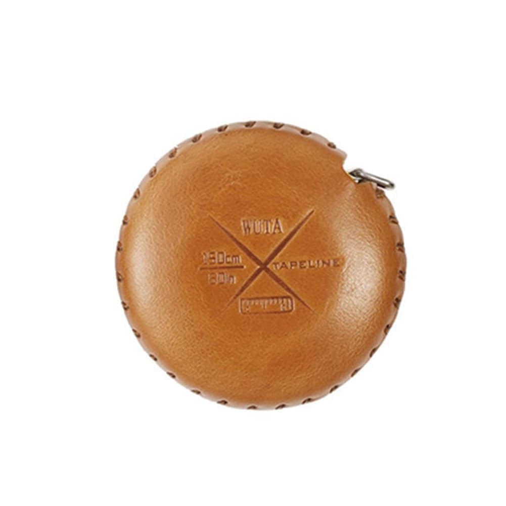 WUTA Genuine Leather Retractable Tape Measure, Soft Fabric Tailor Ruler with Leather Case, Portable 150cm/59 Inch Measuring Tape for Sewing, Body Measurement & Craft Handmade Gift(Saddle Brown)