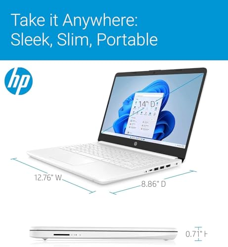 Image of HP 14 inch Ultra Light Laptop for Student & Home (Intel 4-Core Celeron, 4GB RAM, 64GB eMMC + 128GB SD Card,) 11-Hr Long Battery Life, Webcam, Wi-Fi, Win 11 Home in S Mode (Renewed)