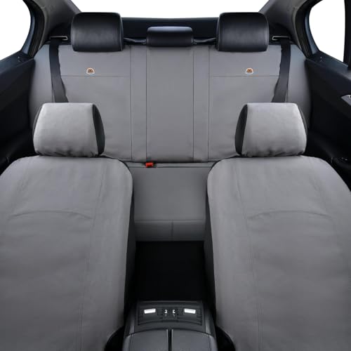 Image of Coverado Universal Car Back Seat Covers - Canvas Rear Seat Cushions for Kids, Dogs & Most Vehicles - Gray