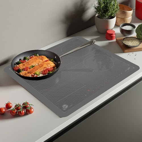 BEELUKY Alfombrilla Protectora Placa Inducción 52x60cm, Magnética, Esterilla de Silicona Transparente Resistente al Calor 250°C, Cubierta Antideslizante Antiarañazos para Cocina Inducción