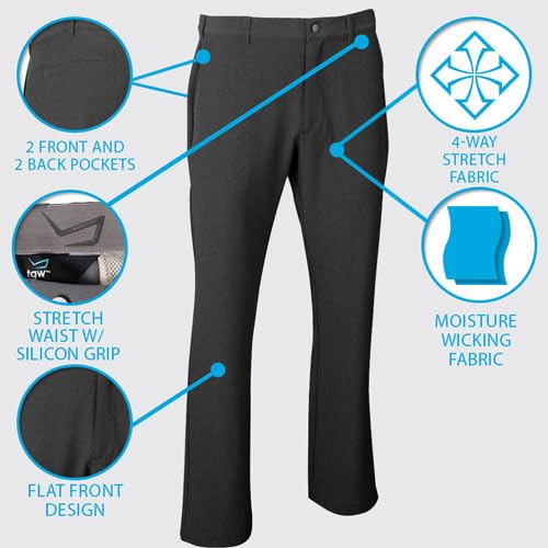 Tgw Men's Heather Flat Front Stretch Waist Golf Pants Black 30 33 #TOP1