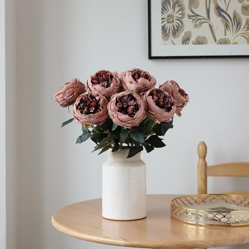 Image of mizii 6Pcs Burnt Pink Artificial Roses Flowers Fake Silk Roses Flower with Long Stem for Wedding Decorations Table Centerpieces Flower Arrangement Home Decor (Burnt Pink)