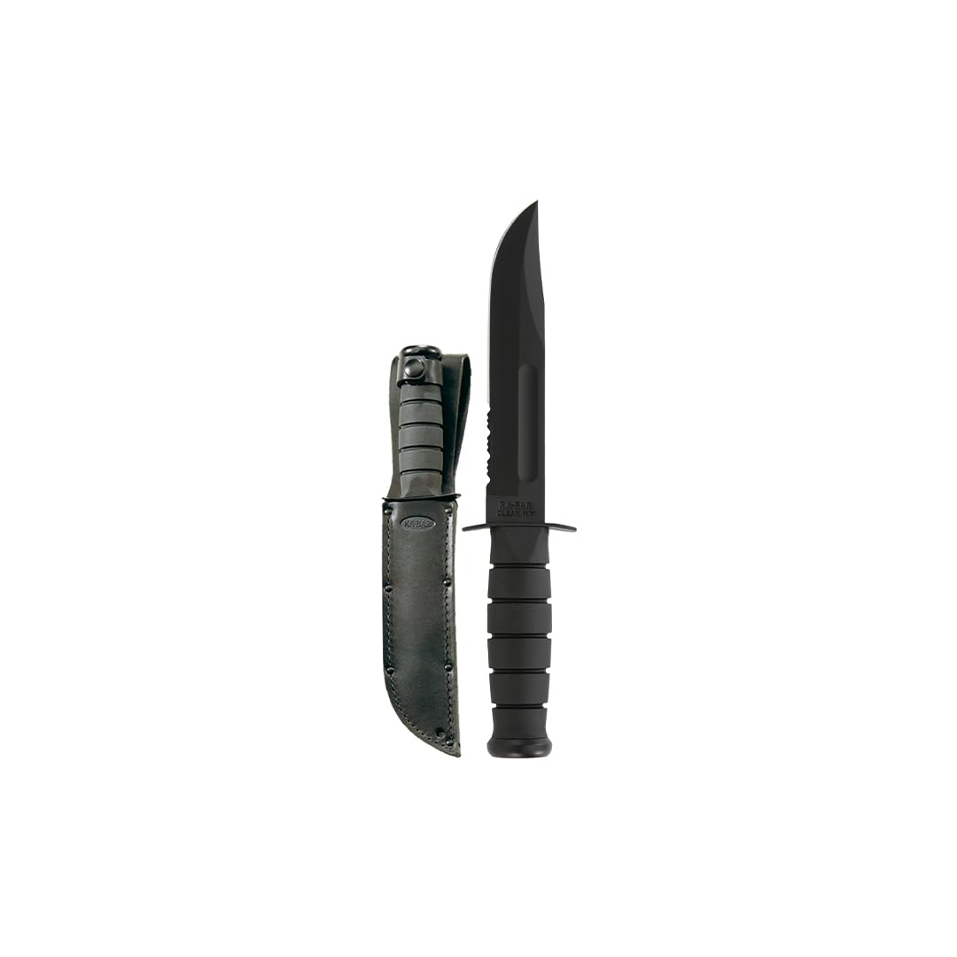 Ka-Bar - Nóż outdoorowy - Serrated Edge ze skórzanym Sheath - Długość ostrza: 17,78 cm
