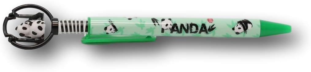 Ebros Gift Value Pack Animated Cuddling Giant Panda Bear Cubs On Swivel Swing Spring Thrust Device Top Green Ballpoint Ball Pens With Black Ink Novelty Giftware Pen Set Stationery School Supplies (24)