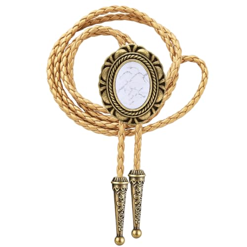 Image of GelConnie Native American Bolo Tie Rodeo Cowboy Leather Necktie Western Necklace Costume Accessories for Men,Women