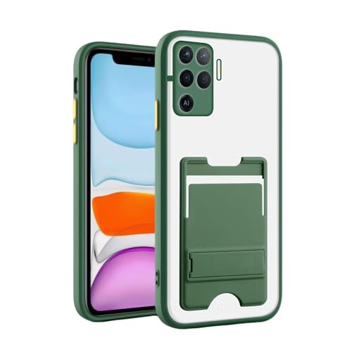 Image of Case Creation for Oppo F19 Pro Case with Stand [Military Drop Protection] [3 Stand Ways Built-in Kickstand] Shockproof Slim Translucent Matte Card Holder for Oppo F19 Pro Phone Cases (Olive Green)